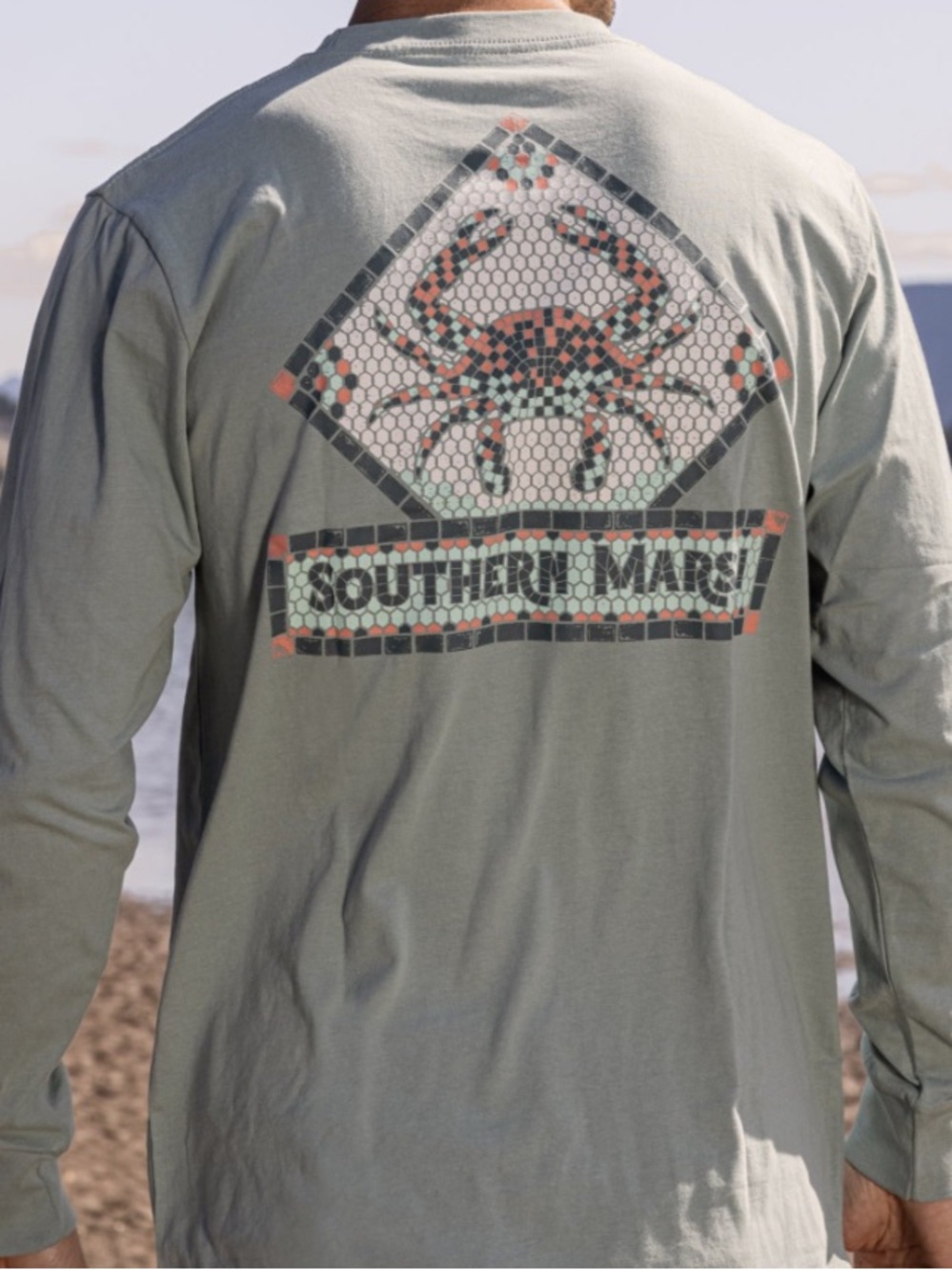 Southern Marsh Mosaic Crab Long Sleeve Tee Size L